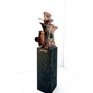 Shakil Ismail, 5 x 18 Inch, Metal Sculpture with Crystal Quartz & Agate Stone, Sculpture, AC-SKL-131